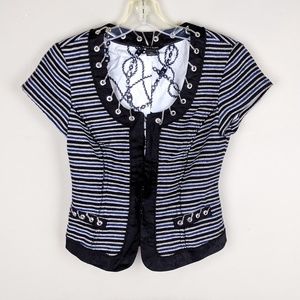WHBM | Striped Chain Short Sleeve Blazer-K10